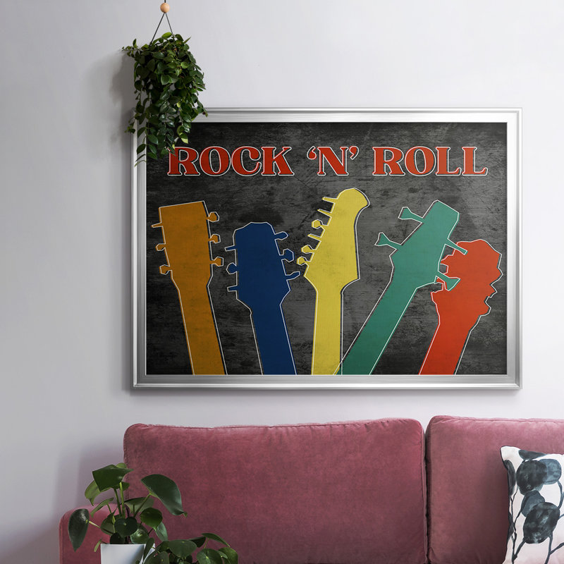 " Rock And Roll ", 14" H x 20" W x 1.5" D, Silver