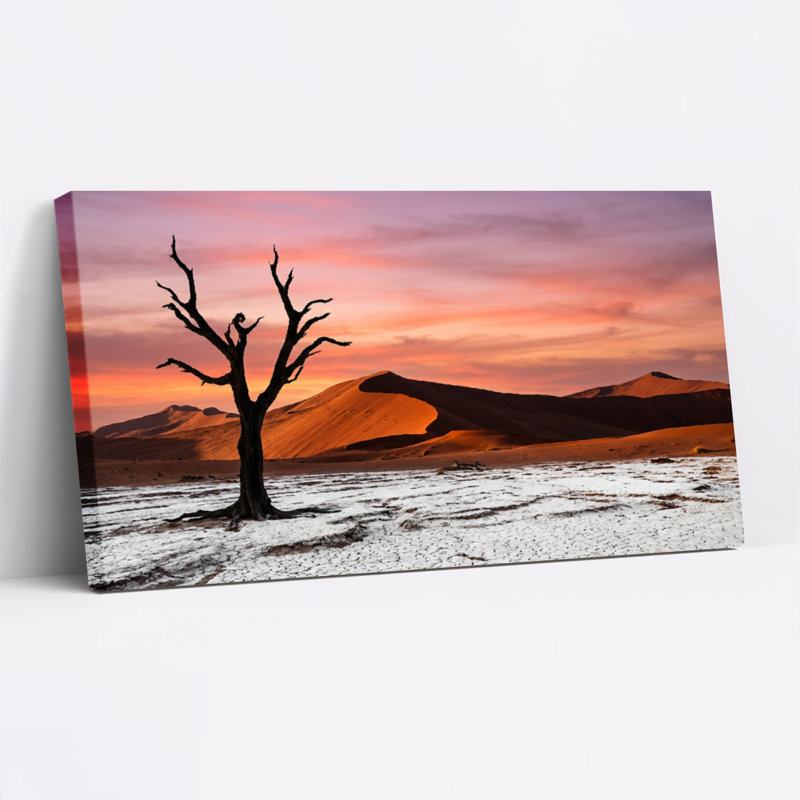 Ensemble de 1 tableau sur toile « Coucher de soleil dans le désert »., 32“W x 16”H, Wrapped Canvas