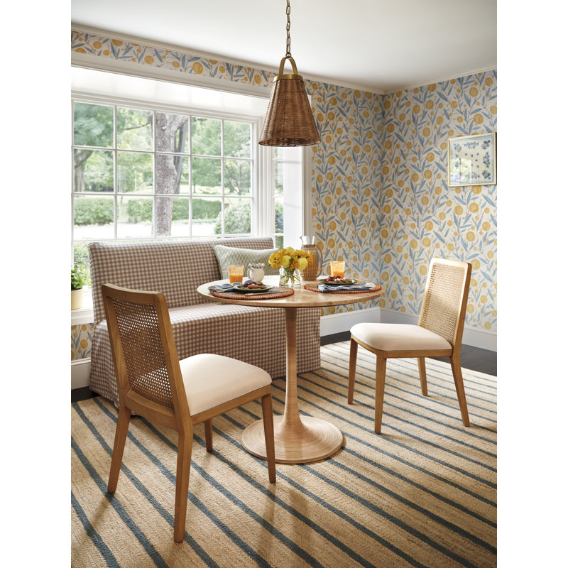 Silvia Upholstered Bench, Fritz Charcoal Stripe