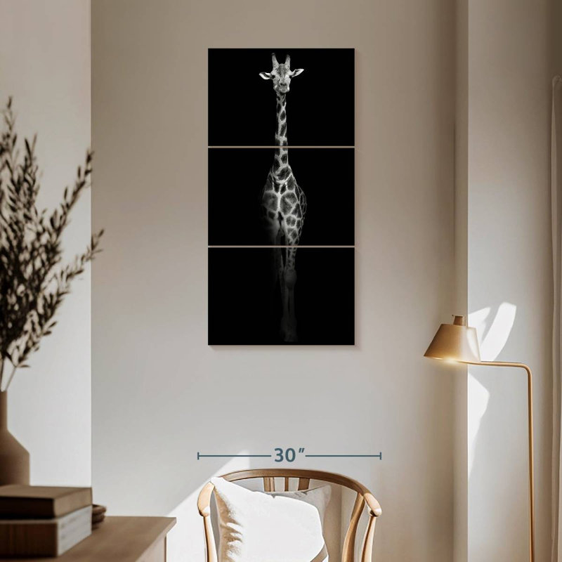 Monochrome Giraffe Portrait, 62" H x 30" W