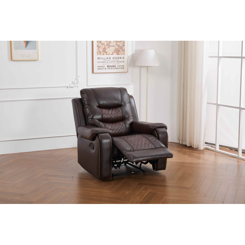 Fauteuil inclinable standard en similicuir 40 po Adele, Brun