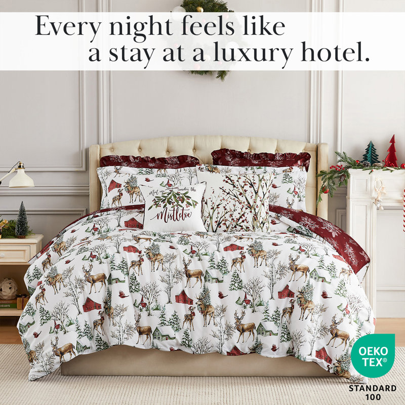 Ensemble de literie réversible de Noël Southshore Fine Linens, Édredon simple + 4 pièces supplémentaires