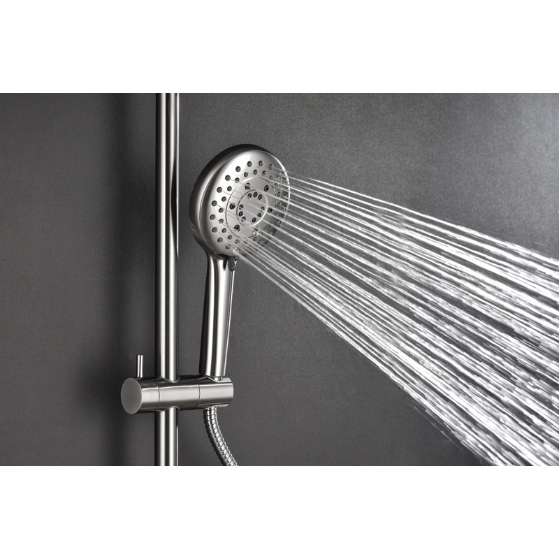 ShowerSpas Shower System, with 10" Rain Showerhead, 4-Function Hand Shower, Adjustable Slide Bar and Soap Dish