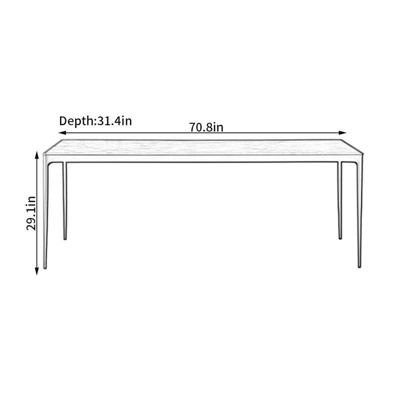 Kryska Metal Base Dining Table, 29.1"H x 31.4"L x 70.8"W
