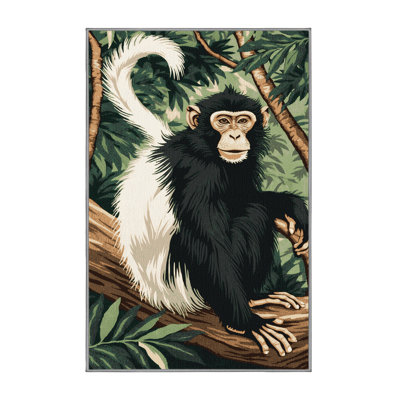 Washable Black Colobus Wildlife Area Rug