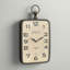 Rectangle Metal Hanging Wall Clock with Handle