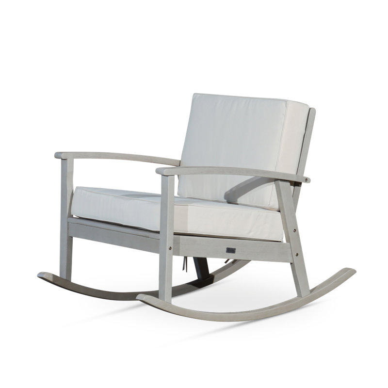 Chaise berçante en eucalyptus, Argent/Gris