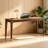 Nut brown Rectangular Solid Wood Writing desk with drawers desk