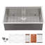 Évier de cuisine encastrable à simple cuve avec crépine et grille inférieure encastrable 16G-124064485-131100090