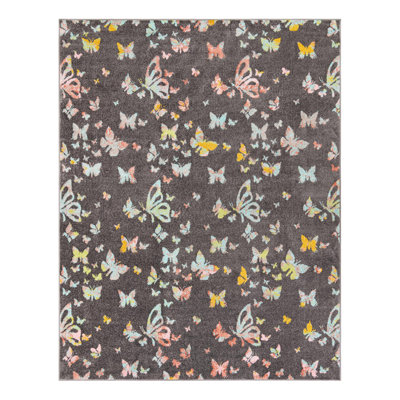 Unique Loom Butterflies Whimsy Kids Rug