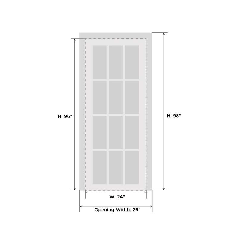 Porte française solide | Verre transparent Lucia 2466 | Poignée simple à panneau régulier | Portes de salle de bain robustes