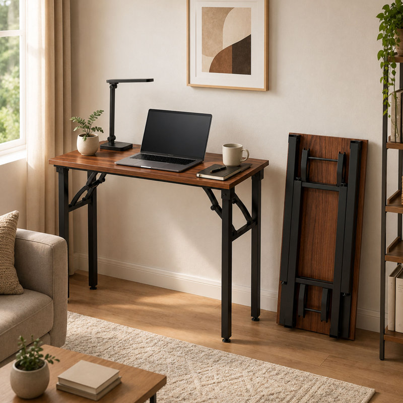 35.8'' Folding Computer Desk, Compact Storage Design