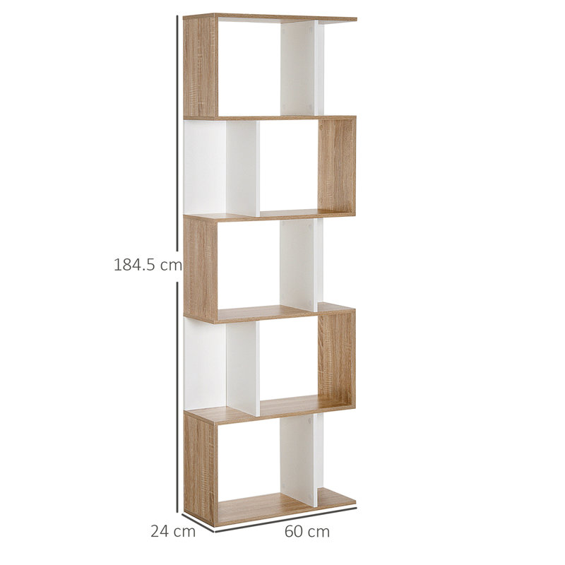 184.5cm H x 60cm W Geometric Bookcase, Natural/White