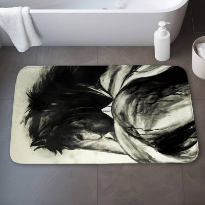 Classical horse Bath Mat with Non-Slip Backing - Quick Dry Memory Foam Bathroom Rug - Absorbent - Modern Plush Spa-Style - Machine Washable
