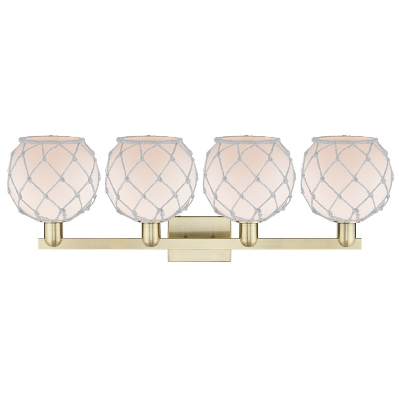 Arcadia - Homburg - 4 Light Bath Vanity Light, White Glass with White Rope