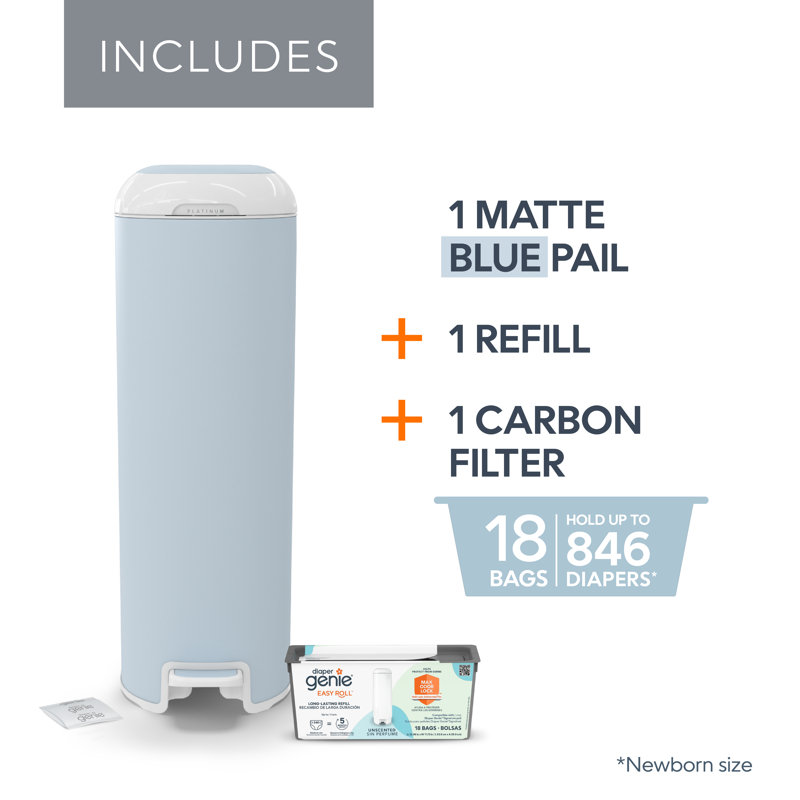 Diaper Genie Platinum Pail, Glacial Blue