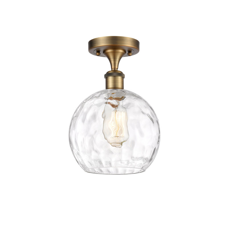Plafonnier semi-encastré 1 lumière 8 po Cindi, DEL, H 13 po x l 8 po x P 8 po, Laiton brossé
