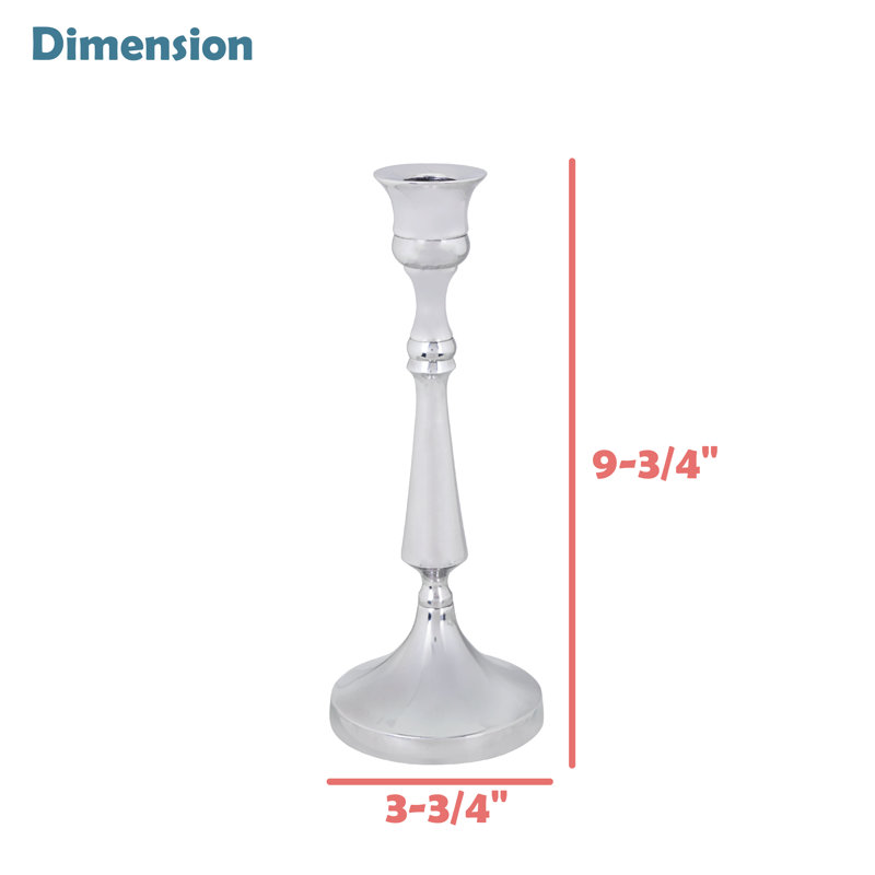 Porte-bougie Aspen Creative 16305-11-2, en aluminium et nickel massif, support de table décoratif pour mariage, repas, fête, décoration intérieure, 3 3/4 po de diamètre x 9 3/4 po de hauteur, ensemble de 2