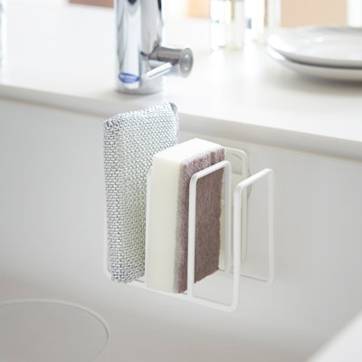 Yamazaki Home 3 Sponge Holder, Steel Rack Organizer For Kitchen Sink, Steel, Water Resistant