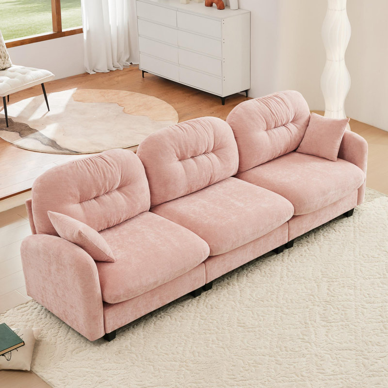 Canapé modulaire à assise en tissu chenille de haute qualité, Rose