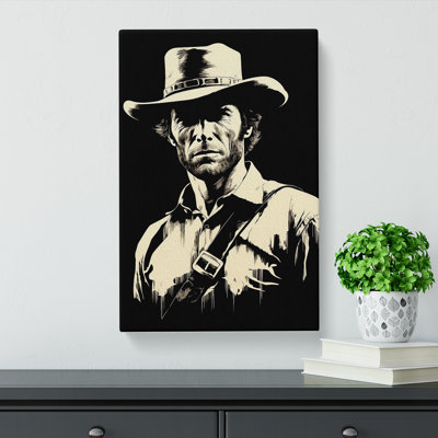 Clint Eastwood Line Art - Wrapped Canvas