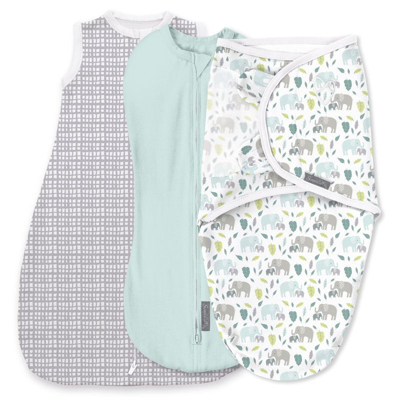 Ensemble de langes SwaddleMe par Ingenuity Comfort Pack, taille 0-3 mois, paquet de 3 - Éléphanteau