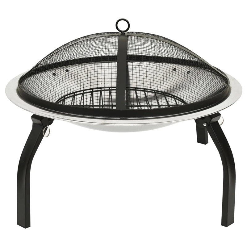 Gaura 2-in-1 Fire Pit and BBQ with Poker 56x56x49 cm Steel, Gray