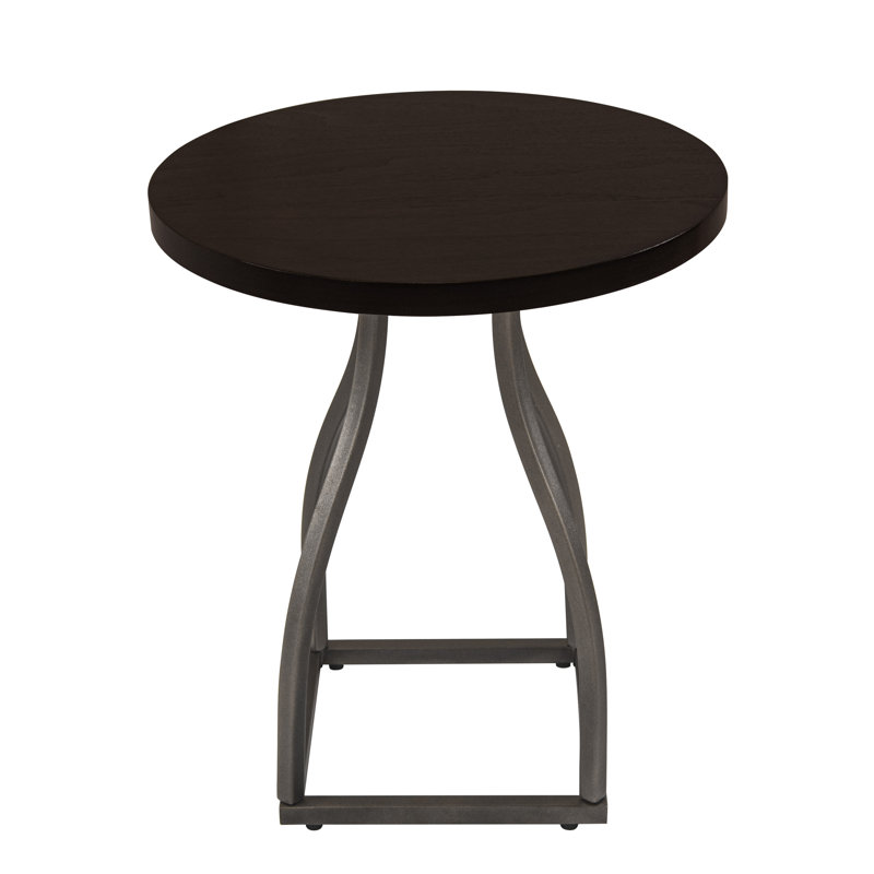 Lindsay End Table Built-In Outlets, Umber Top/Gray Base