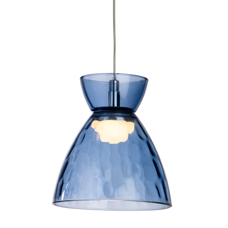 1 - Light Chrome LED Dome Pendant, Blue 