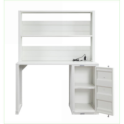 Bureau d'écriture, bureau en métal blanc avec huche | Blanc | Métal