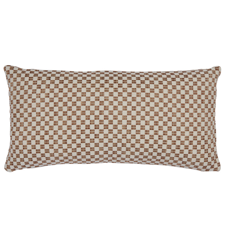 Coussin Elkhart, H 12 po x l 24 po, Motif géométrique brun