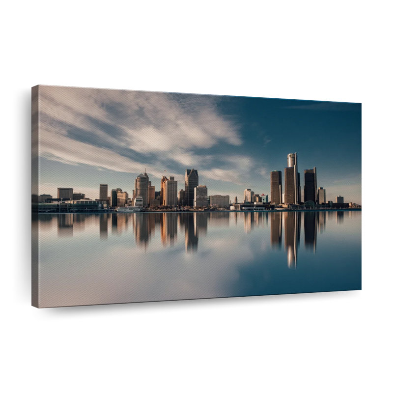 " Detroit Skyline Reflection ", 32" H x 48" W x 1.25" D