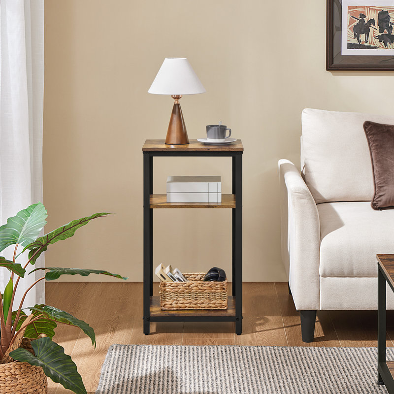 Table d'appoint en hauteur avec tablettes, H 29,5 po x l 16 po x P 12 po, Plateau espresso / base noire