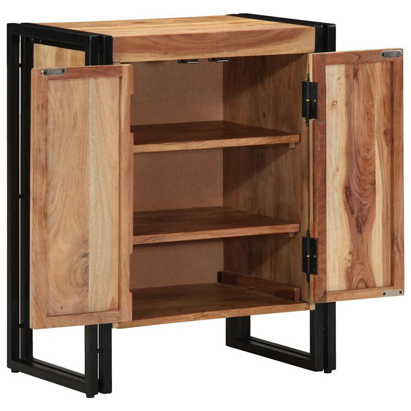 Shoe Cabinet Solid Wood, Black/Brown
