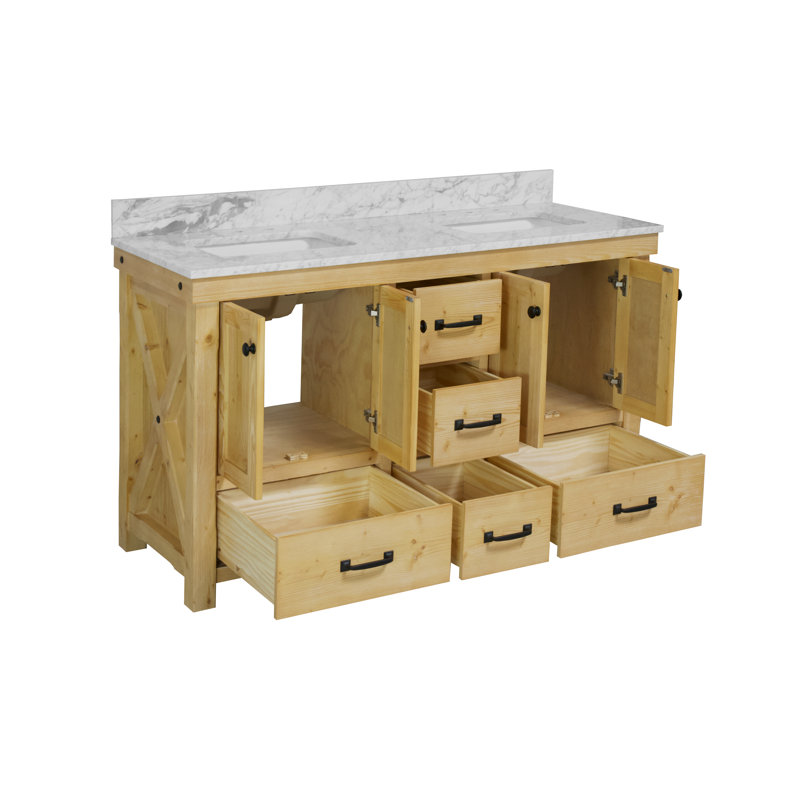 Ensemble de meuble-lavabo double 60 po Galvan, Bois flotté