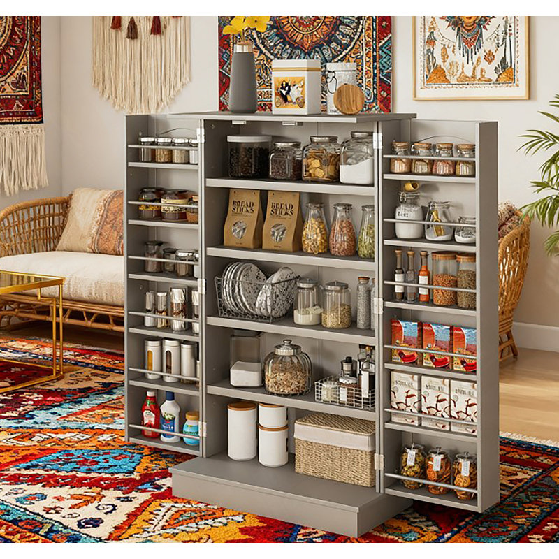 Rangement réglable à 5 niveaux, garde-manger, pour la cuisine, tablettes de porte, portes doubles