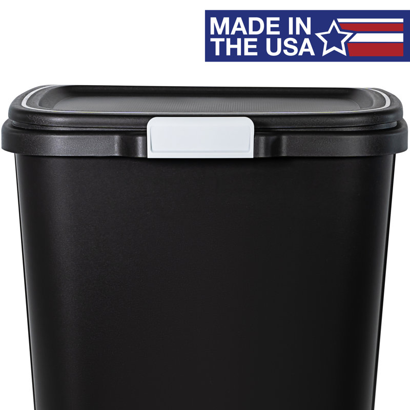 Black Plastic Manual Lift Trash Can Set - 13 Gallons