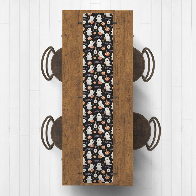 Boo Ghost Pattern Table Runner, 90" L x 16" W