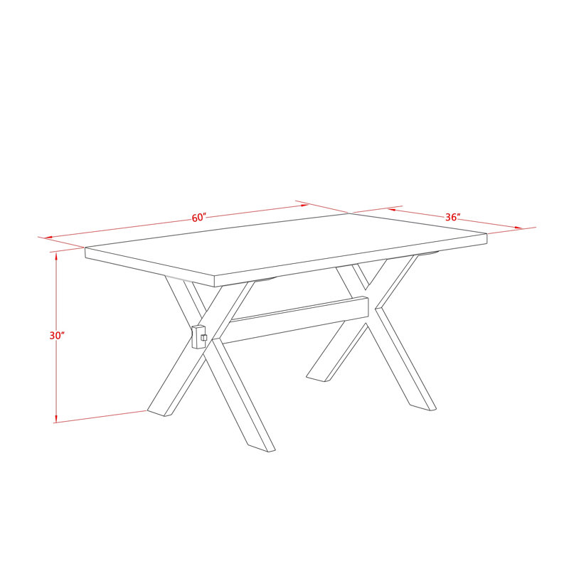 Ensemble de salle à manger 5 pièces comprenant une table rectangulaire à pattes en X et 4 chaises Parson rembourrées en lin gris, 91 x 152 cm, multicolore