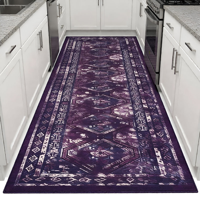 MAVAL Black Washable Area Rug Doormat Rug, Runner 2'6" x 10'