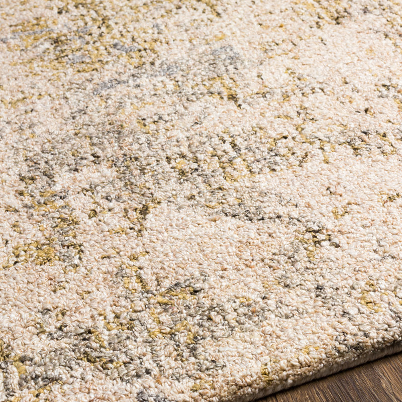 Abstract Handmade Tufted Area Rug in Beige, Rectangle 10' x 14'