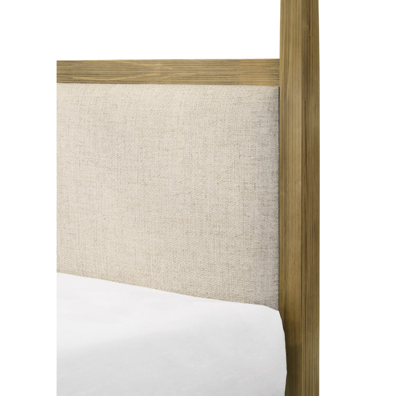 Lit à baldaquin pour grand lit, charme rustique, cadre épuré et finition de chambre à coucher en bois naturel, Grand lit