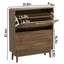 Armoire à chaussures autoportante 31,5 po en noyer pour hall d'entrée avec mélange Mid-Century, 2 tiroirs à couvercle rabattable, tablette ouverte, vestibule de rangement moderne de style, deux tablettes réglables, pieds