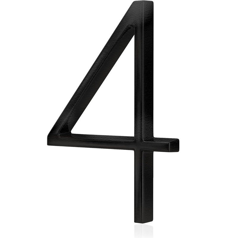 Numéro de maison 5 po en acier inoxydable flottant moderne - Finition noire résistante aux intempéries, 4
