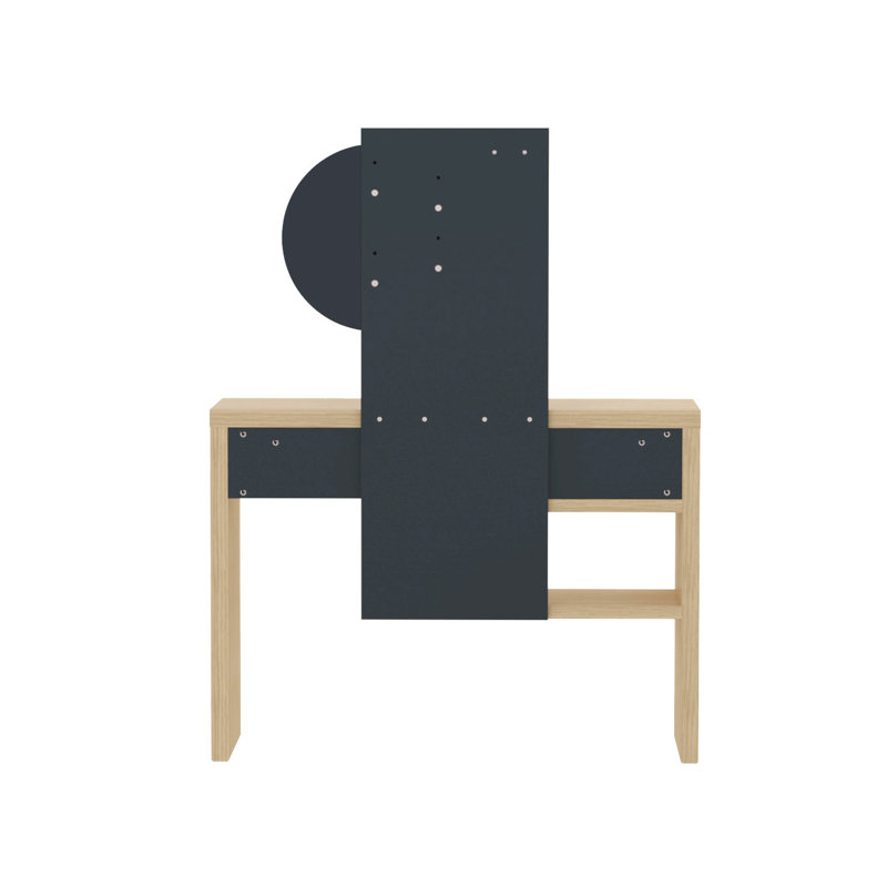 Dressing Table with Mirror, Light Oak/Dark Grey