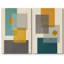 "Abstract Abstract Color Blocks" Mid-Century Green and Yellow Polygon Collage Abstract Formes Modern on Canvas, 2 pièces-92285109-119460593-92285108