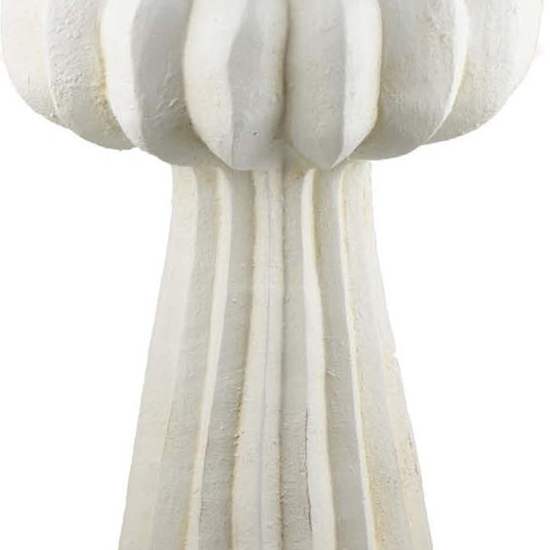 Samo Decorative Vase, Textured Body Bulb Accent,  White Resin, 18" H x 10" W x 10" D