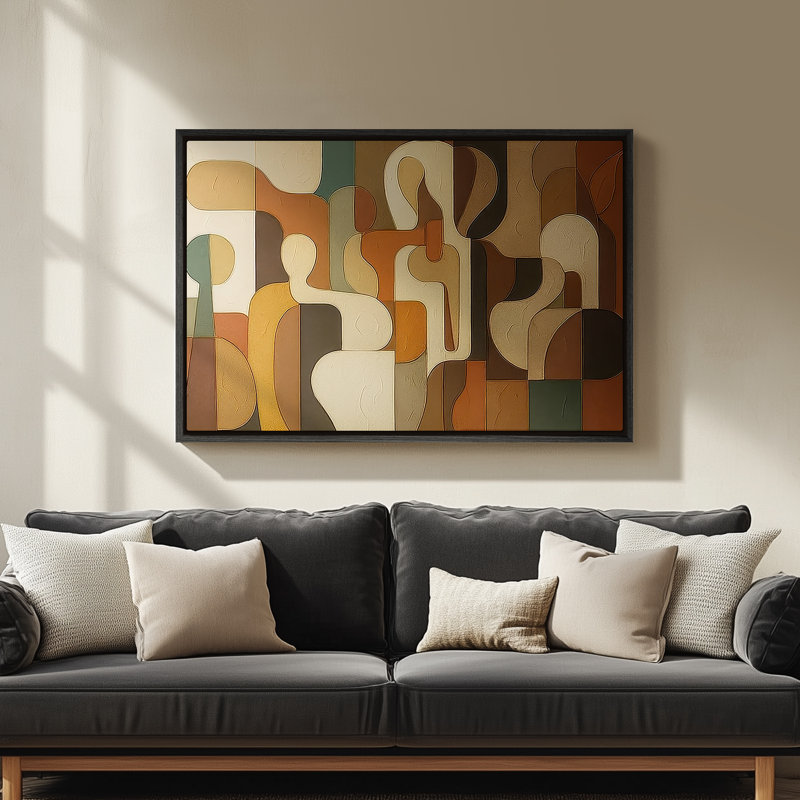 Framed Canvas Wall Art - Vintage Abstract Wall Prints for Bedroom - 24"x36", Black
