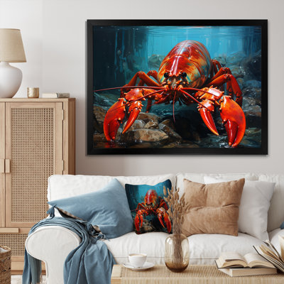 Red Lobster Under Warter, reproduction d'art sur toile