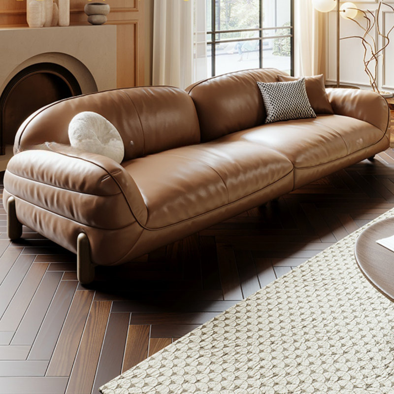 Caramel Color Straight-layout Retro Sofa